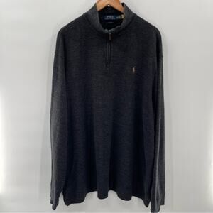Polo Ralph Lauren Men's Gray Cotton Quarter Zip Sweatshirt Comfy Normcore XXL